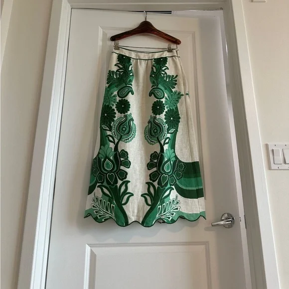 Farm Rio Green Color Festival Midi Skirt - Picture 10 of 11